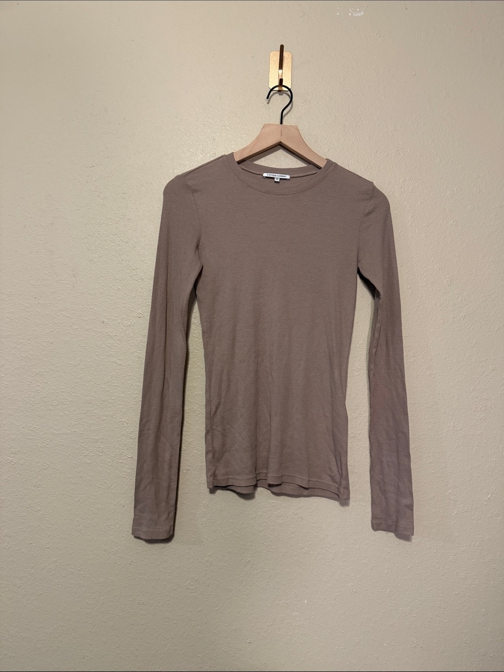 Cotton Citizen Ribbed crop top Long Sleeve Tan Size Small